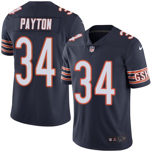 Men's Elite Walter Payton Nike Jersey Navy Blue - #34 Rush NFL Chicago Bears